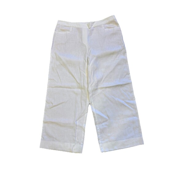 J.Jill Love Linen Easy Wide Leg Crop Pants Women Large White Beach Resortwear - Picture 1 of 5